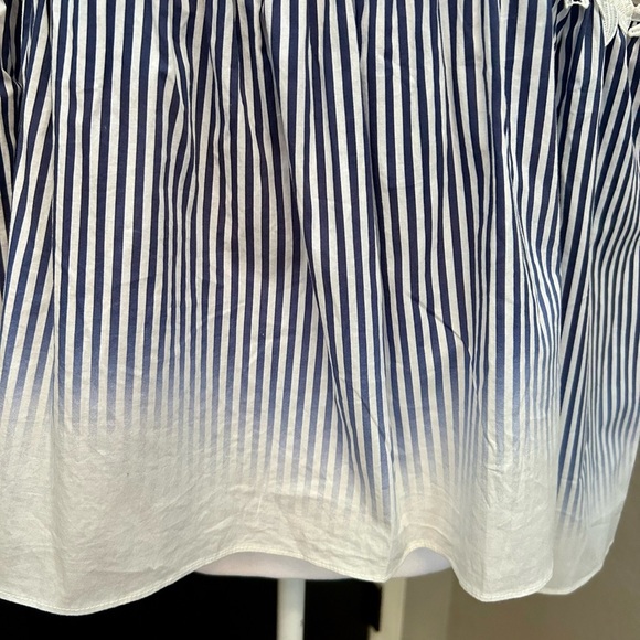 Milly Blue And White Striped Ombré Lace Off The Shoulder Coastal Swing Top Sz 6 - Picture 5 of 11